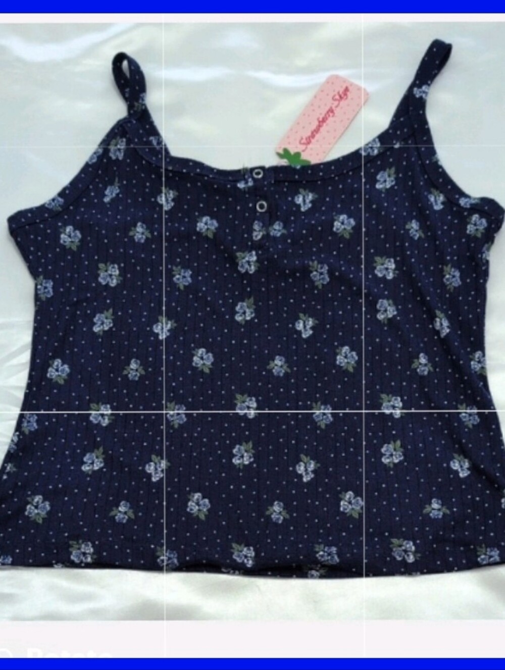 Camisole Navy Blue Floral Print Extra Large Spring Tops Summer Festival XL